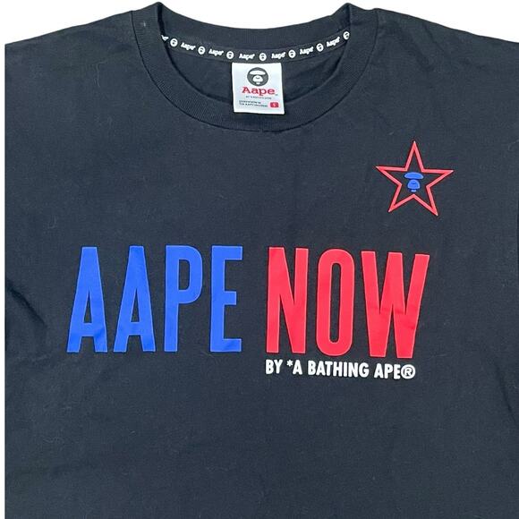 Bape Aape By A Bathing Ape Unvs Universe Tee Shirt Sz Small Black Red Blue Camo - Picture 3 of 8